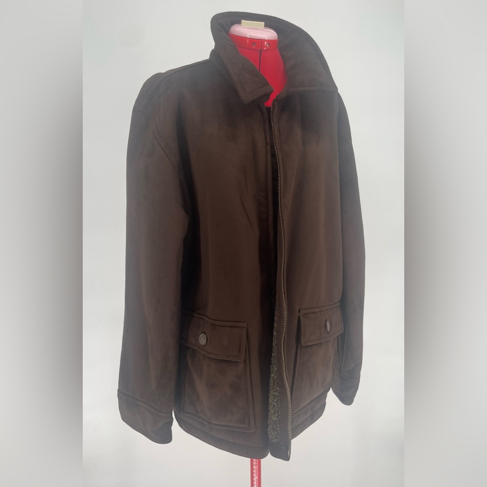 VTG Men’s 90s Columbia Sportswear Brown Faux Suede Fleece Lined Coat
